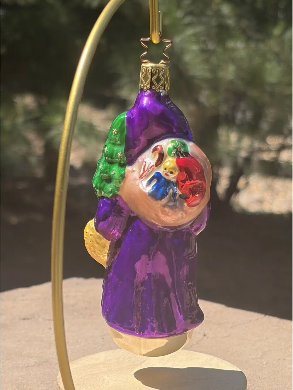 Old World Christmas-Inge Glas Purple Santa With Gifts 4.5” Excellent